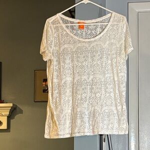 NWOT-Joe Fresh White Lace Short Sleeve Tee